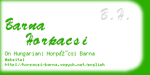 barna horpacsi business card